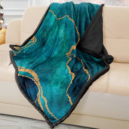 Soft Sea Green Abstract Sofa Blanket Throw