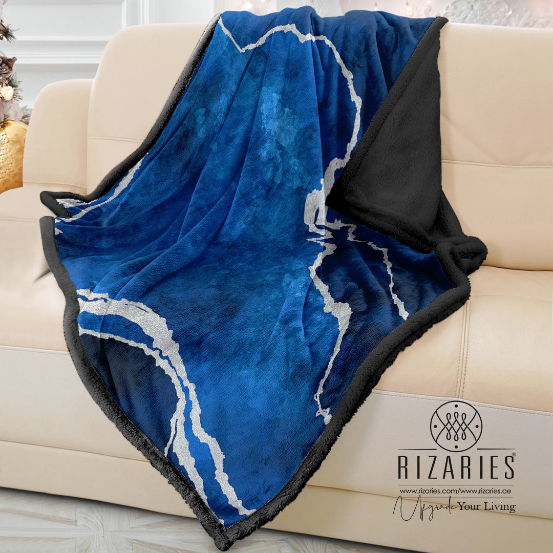 Soft Blue Silver Abstract Sofa Blanket Throw