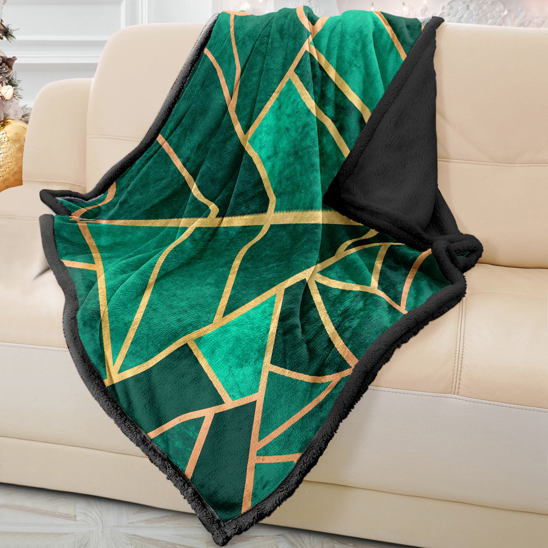Soft Green Geometric Sofa Blanket Throw