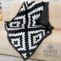 Thumbnail for Soft Black White Geometric Sofa Blanket Throw