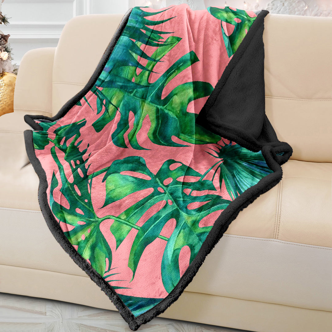 Soft Pink Tropical Sofa Blanket Throw