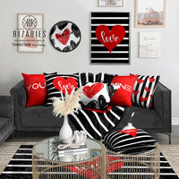 Thumbnail for Black & White Love Theme Throw Cushions Set of 6