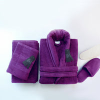 Thumbnail for Set of 4 (Velour Bathrobe, Velour Slippers, Set of 2 Towels)