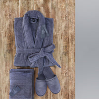 Thumbnail for Set of 4 (Velour Bathrobe, Velour Slippers, Set of 2 Towels)