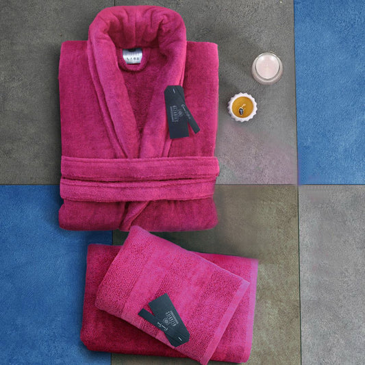 Set of 3 (Velour Bathrobe, Set of 2 Towels)
