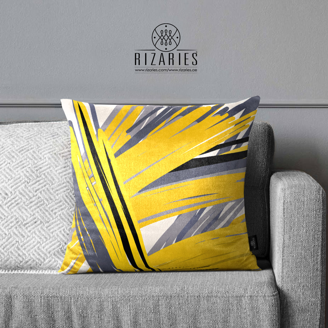 SuperSoft Yellow Grey Abstract Throw Cushion