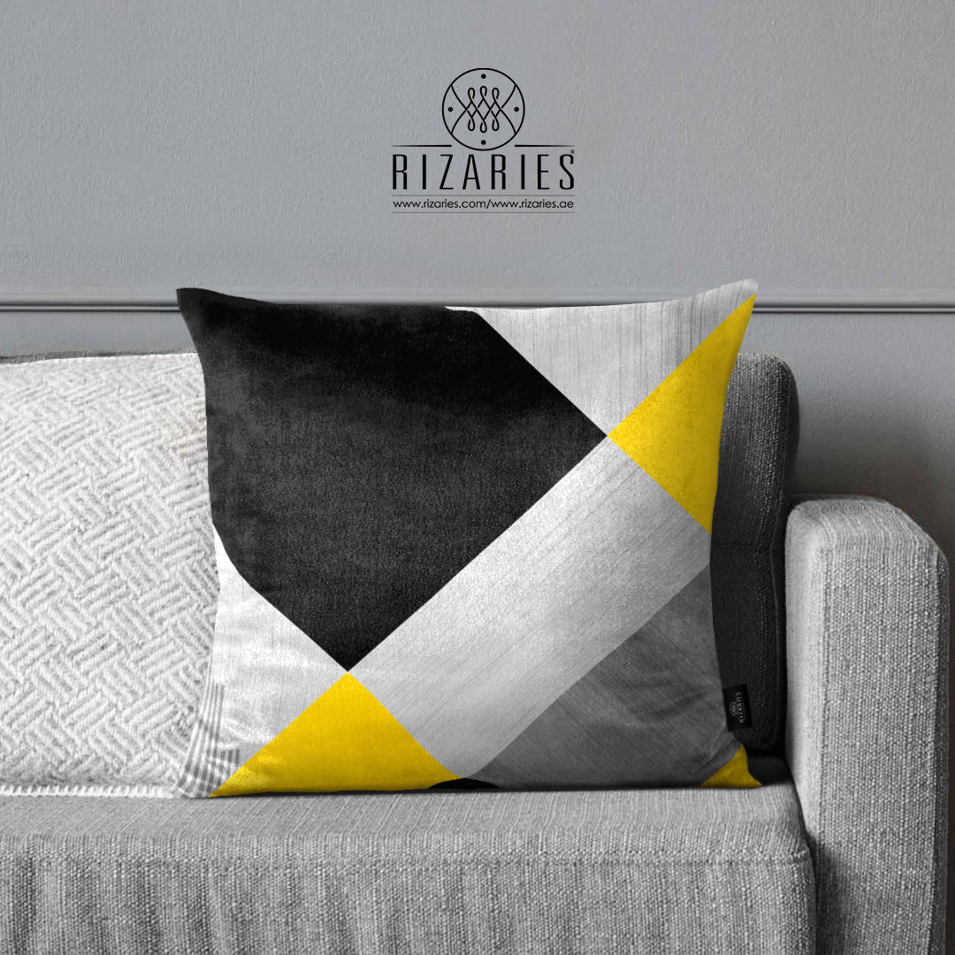 SuperSoft Grey Black Geometric Throw Cushion