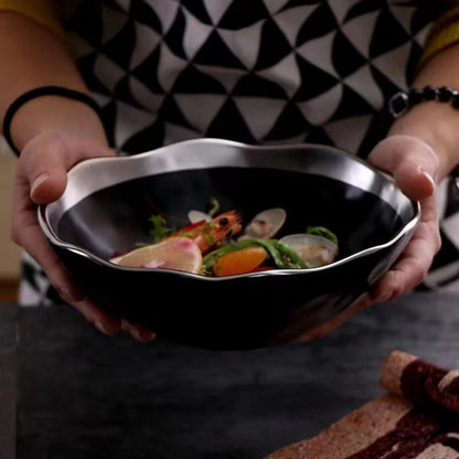 Matt Black & Silver Edges Porcelain Bowls