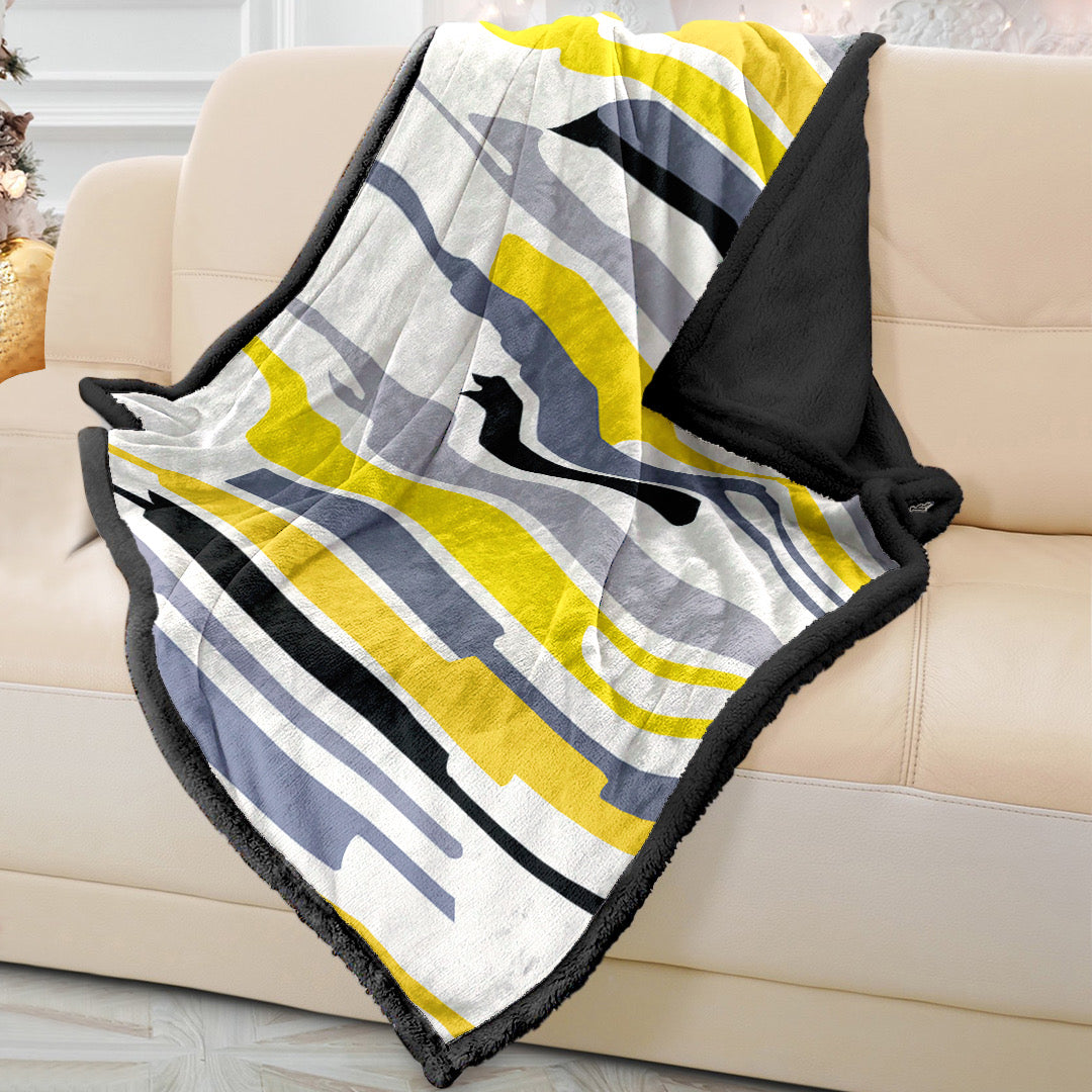 Soft Yellow Grey Black Sofa Blanket Throw