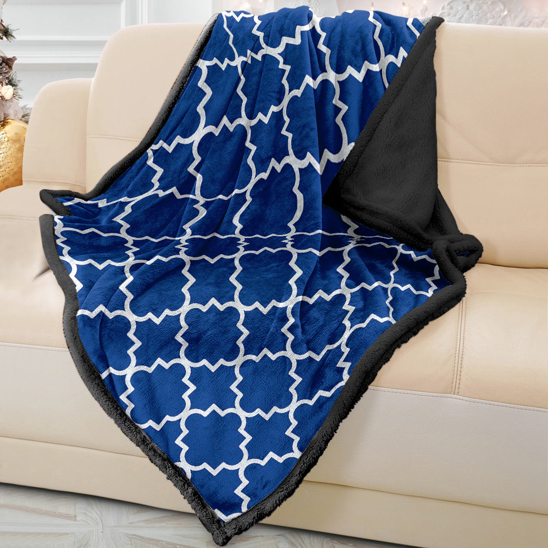 Soft Moroccan Navy Sofa Blanket Throw