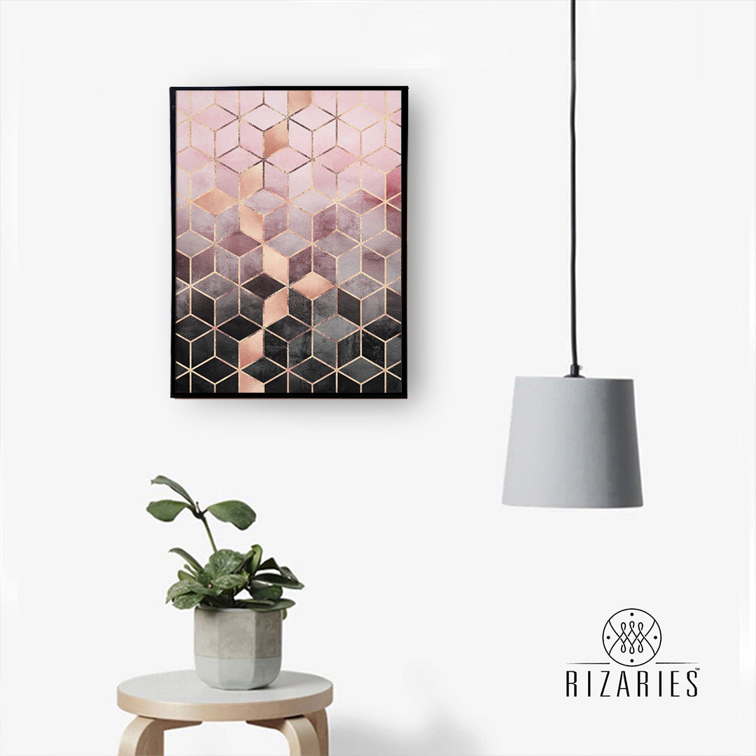 Pink Cubes Wall Painting