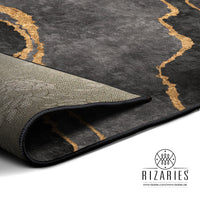 Thumbnail for Grey Gold Abstract Centerpiece (Rug)