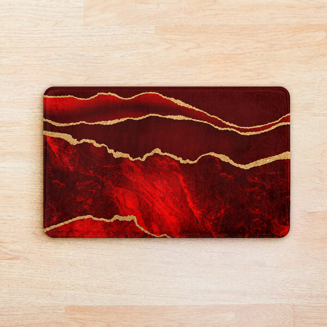 SuperSoft Maroon Gold Abstract Door Mat