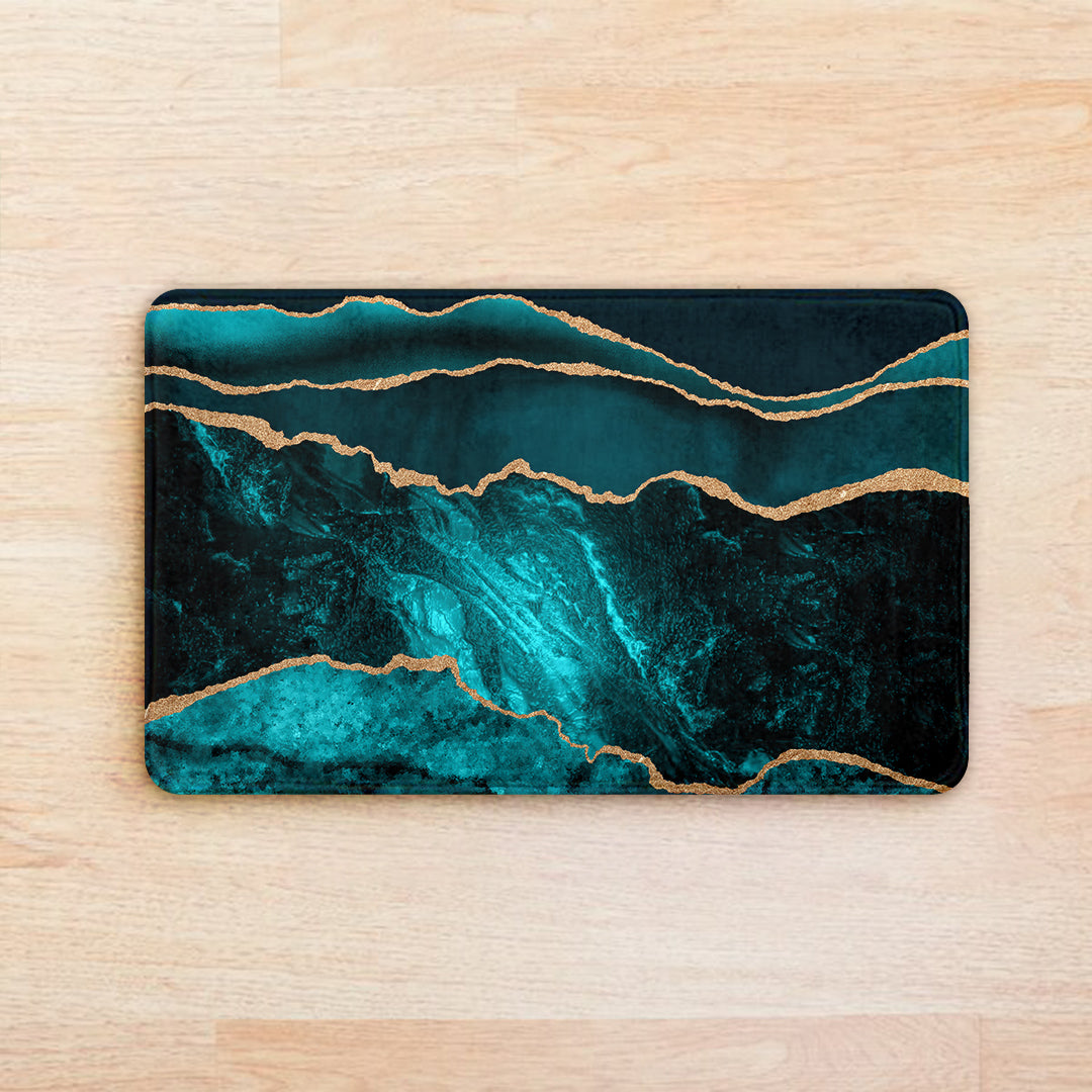 SuperSoft Teal Blue Abstract Door Mat