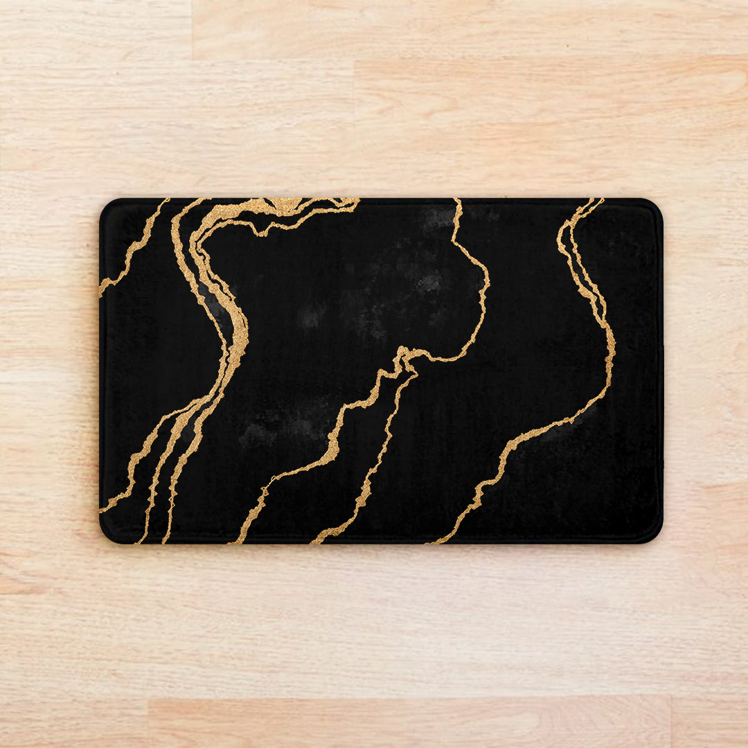 SuperSoft Black Gold Abstract Door Mat