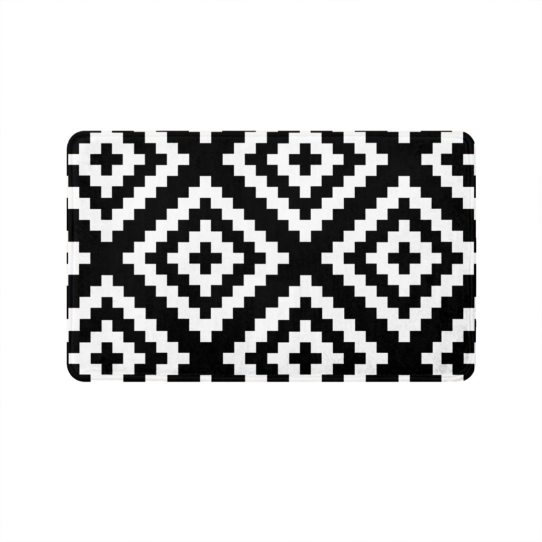 SuperSoft Black White Geometric Door Mat