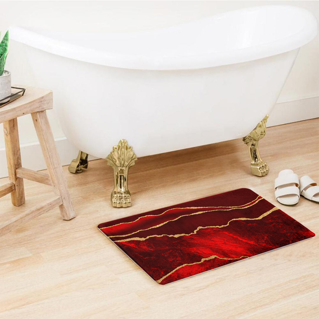 SuperSoft Maroon Gold Abstract Door Mat