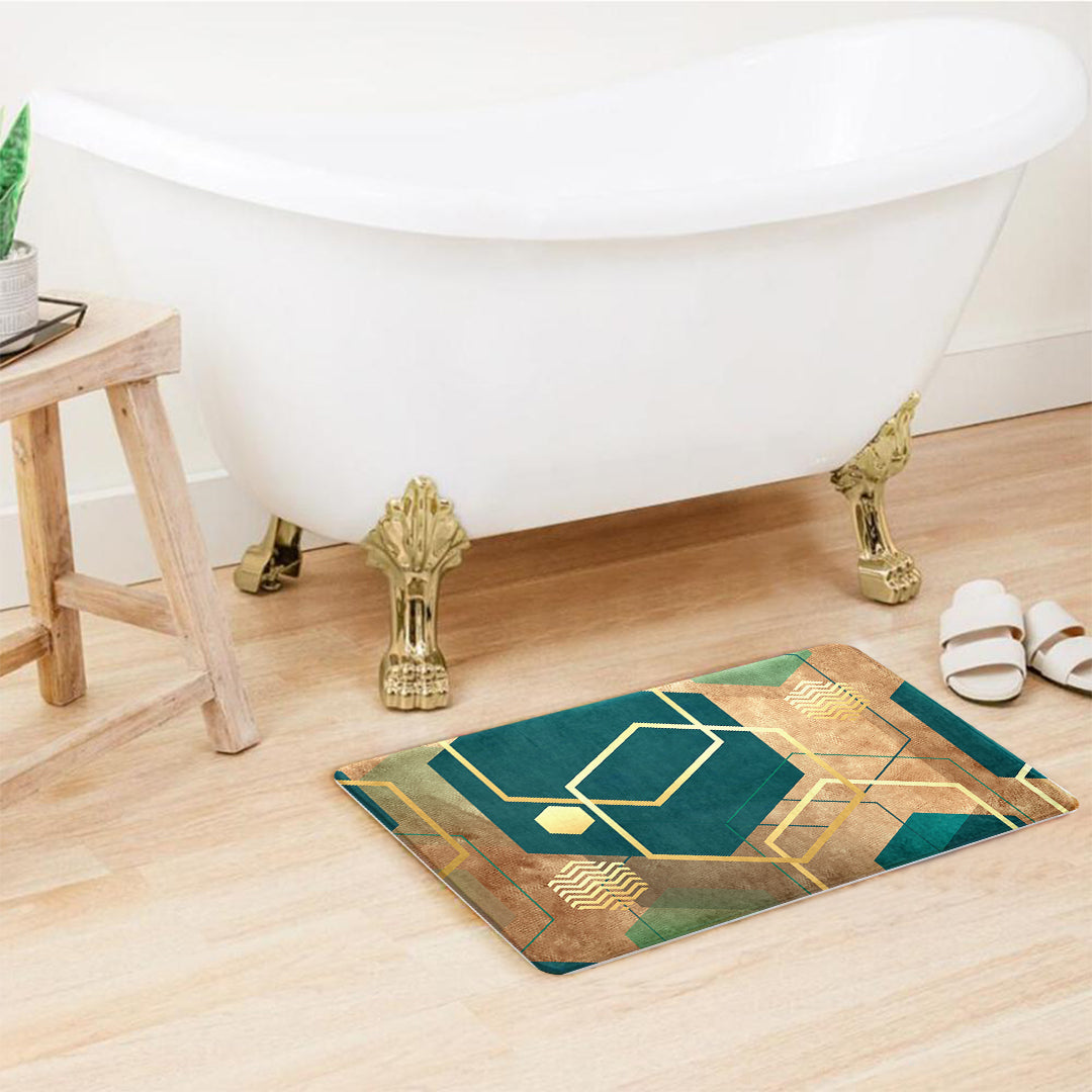 SuperSoft Emerald Copper Geometric Door Mat