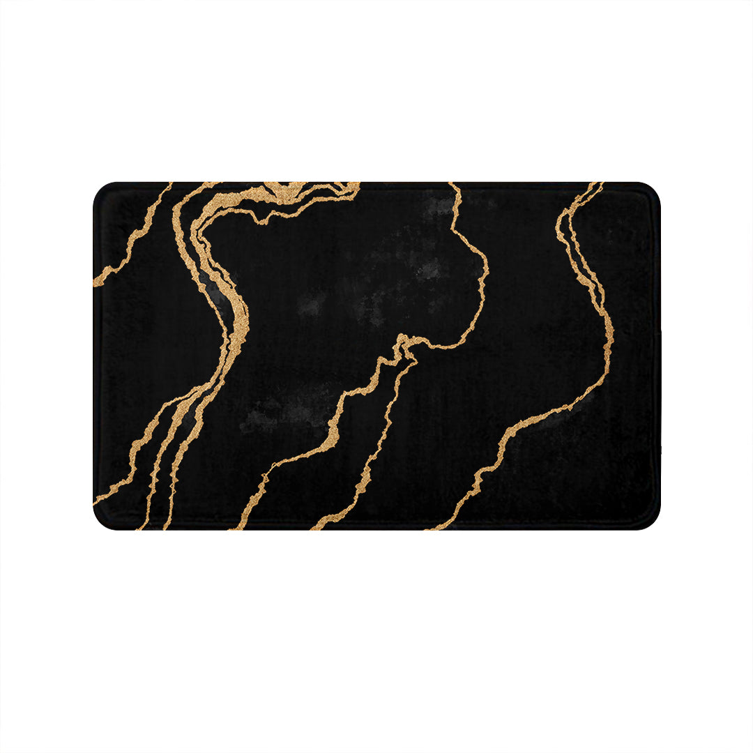 SuperSoft Black Gold Abstract Door Mat