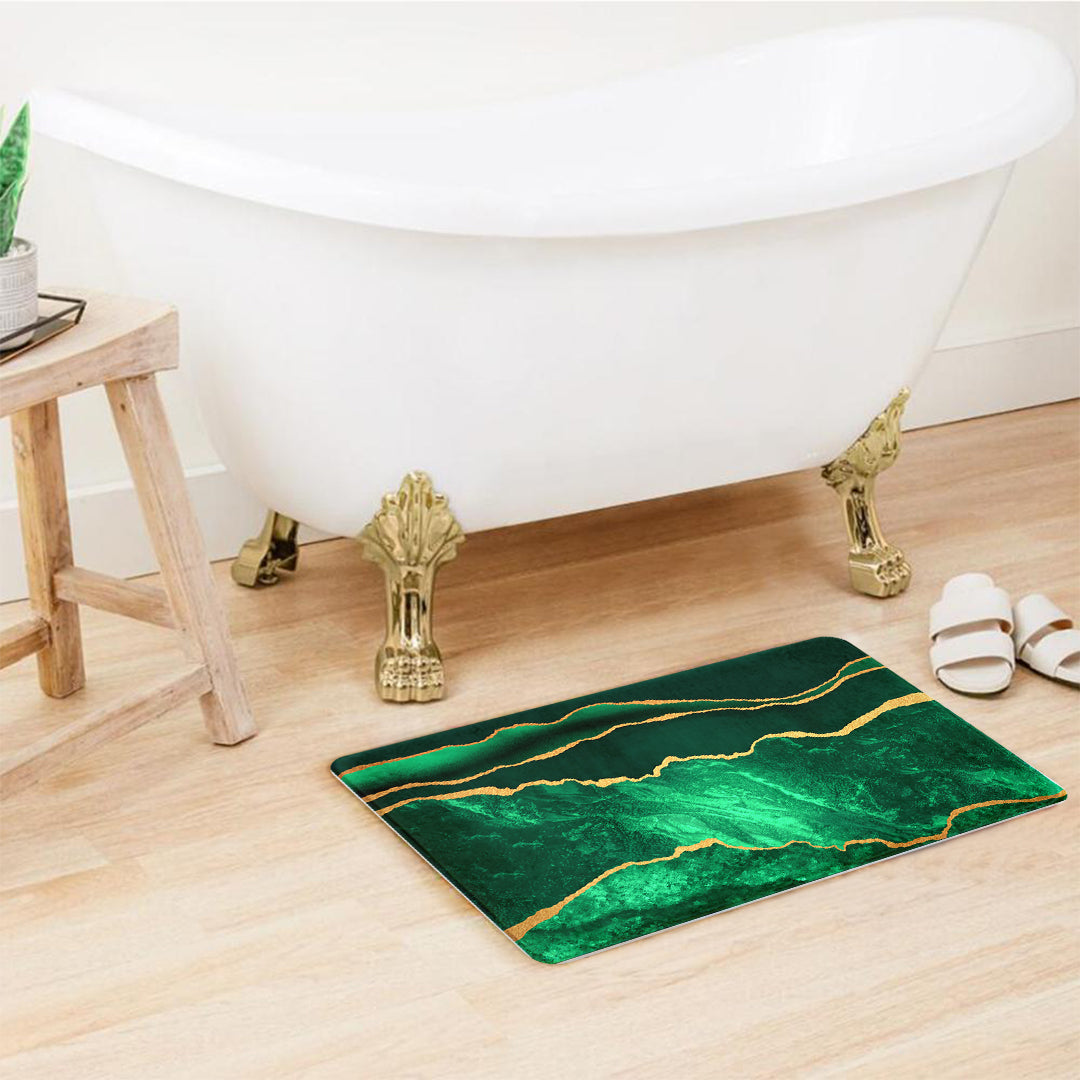 SuperSoft Green Gold Abstract Door Mat