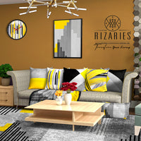 Thumbnail for Yellow Grey Throw Cushions Set of 6