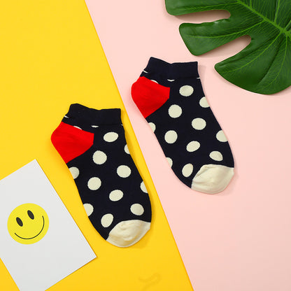 White Polka Dots Ankle Crazy Socks