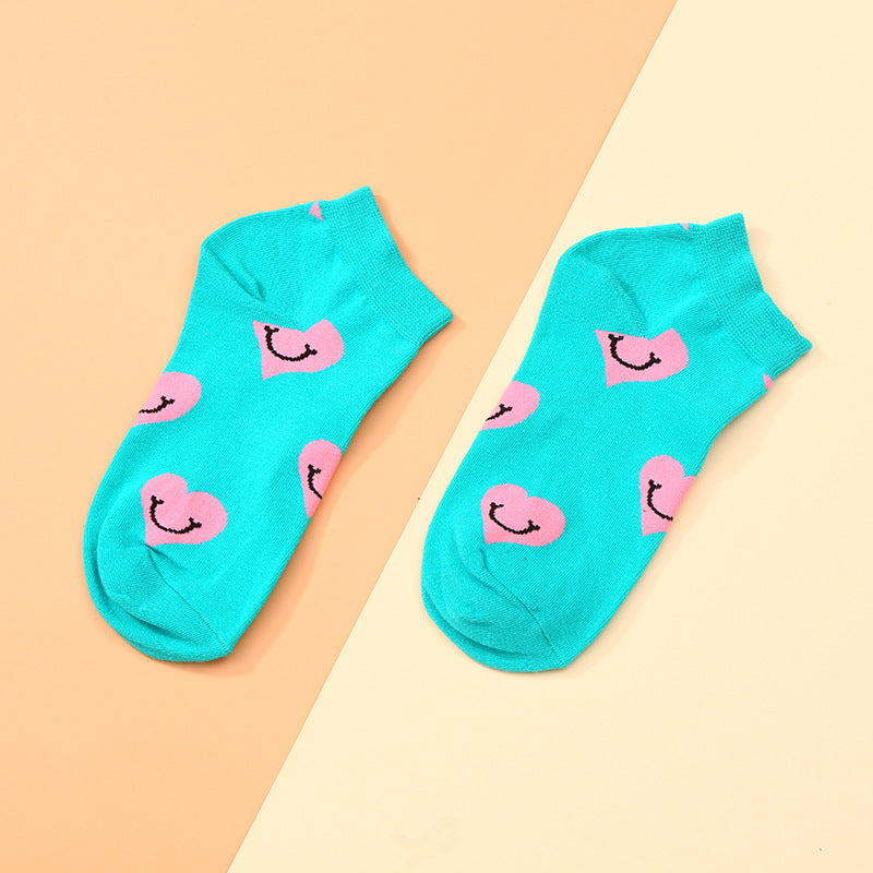 Smiling Heart Low Cut Crazy Socks