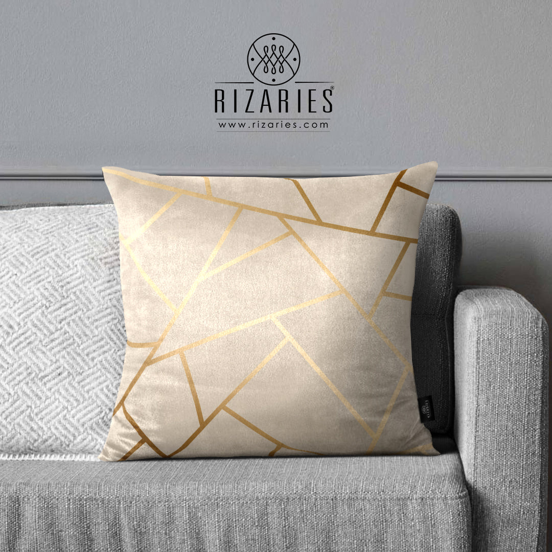 SuperSoft Beige Geometric Throw Cushion