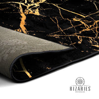 Thumbnail for Black Gold Abstract Centerpiece (Rug)