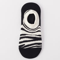 Thumbnail for White with Black Abstract Lines Low Cut Crazy Socks