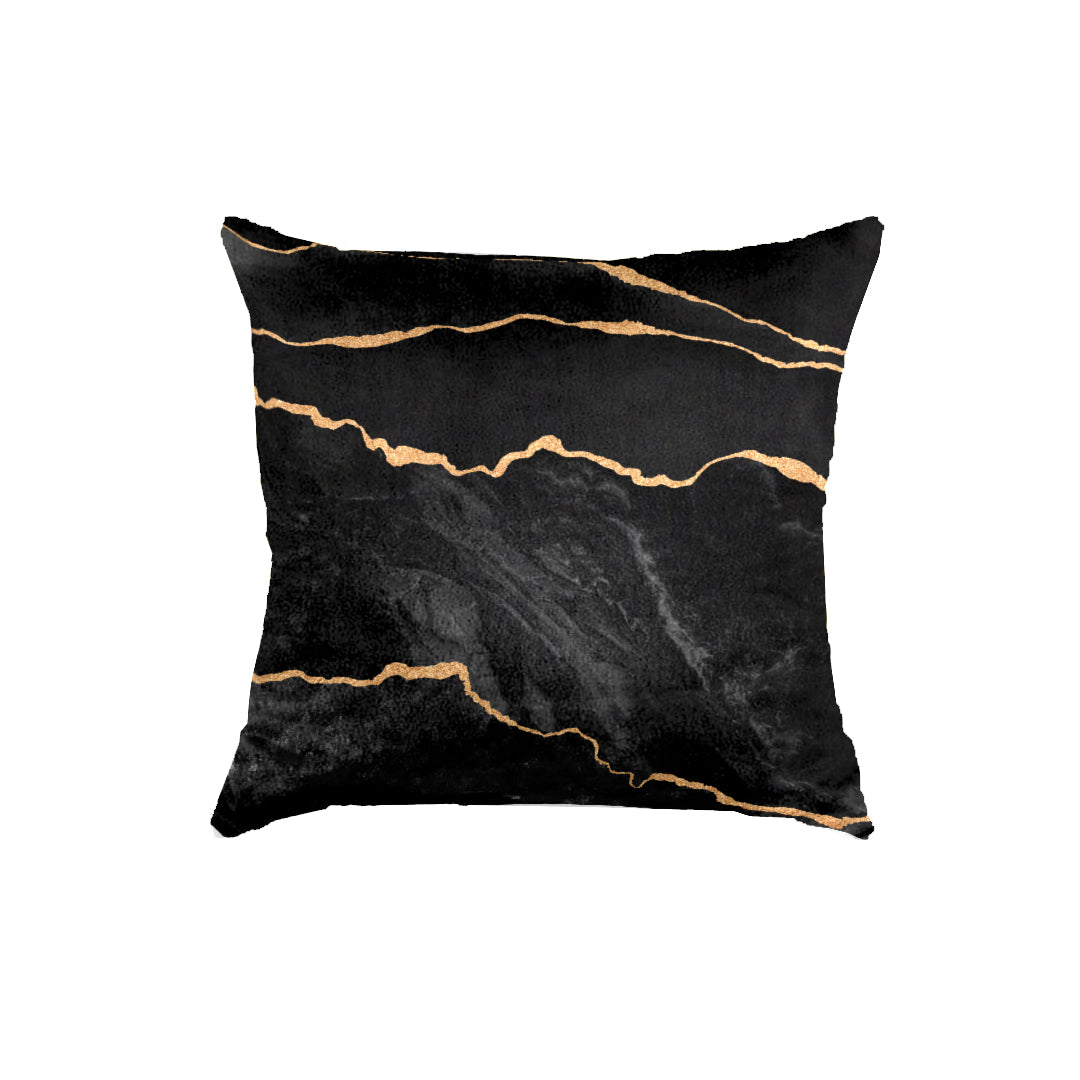 SuperSoft Marble Black Gold Throw Cushion