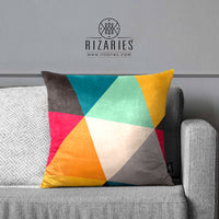 Thumbnail for SuperSoft Colorful Triangles Throw Pillow