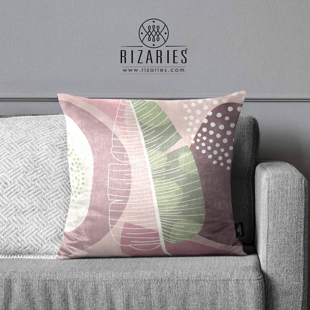 SuperSoft Mist Pink Leaf Abstract Throw Cushion