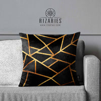 Thumbnail for SuperSoft Black & Gold Stone Throw Cushion