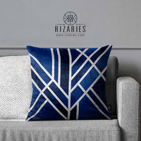 Thumbnail for SuperSoft Blue & Silver Art Deco Throw Pillow