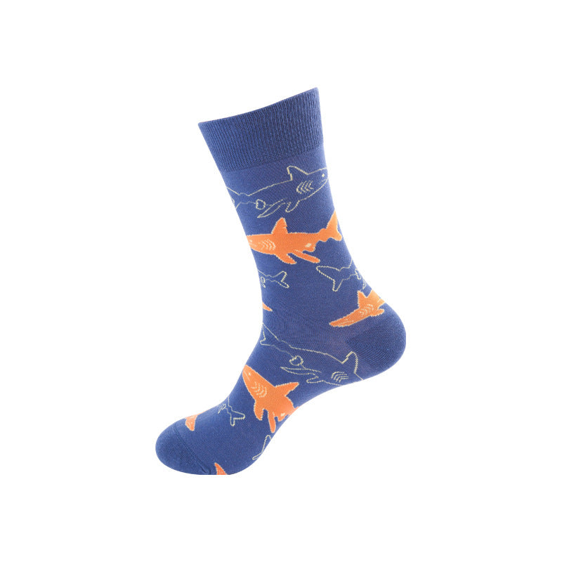 Orange & Blue Fish Crazy Socks