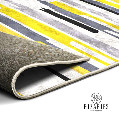 Yellow Grey Black Centerpiece (Rug)