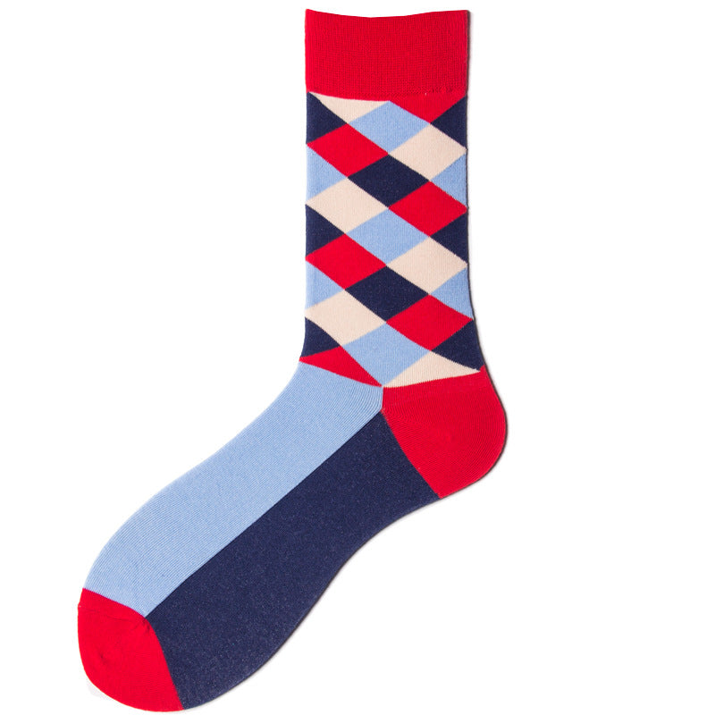 Red & Lite Blue Diamond Crazy Socks