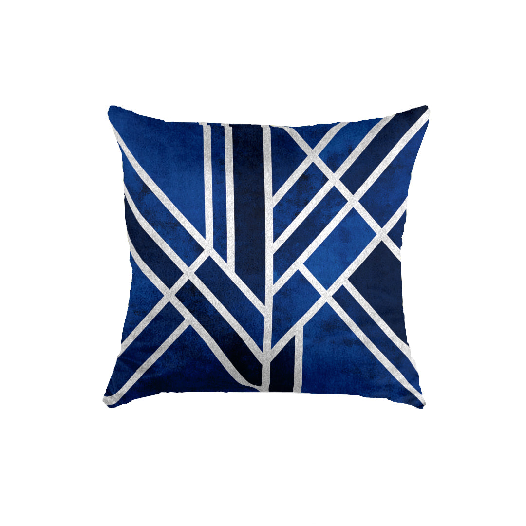 SuperSoft Blue & Silver Art Deco Throw Pillow