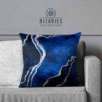 Thumbnail for SuperSoft Blue & Silver Abstract Throw Pillow
