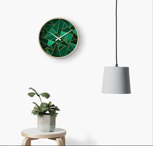 Green Geometric Wall Clock