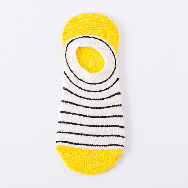 Yellow with Black Stripe Low Cut Crazy Socks