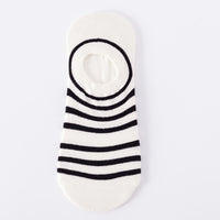 Thumbnail for White & Black Stripe Low Cut Crazy Socks