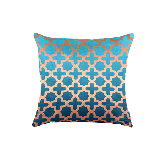 Super Soft Teal Quatrefoil Pattern Throw Cushion