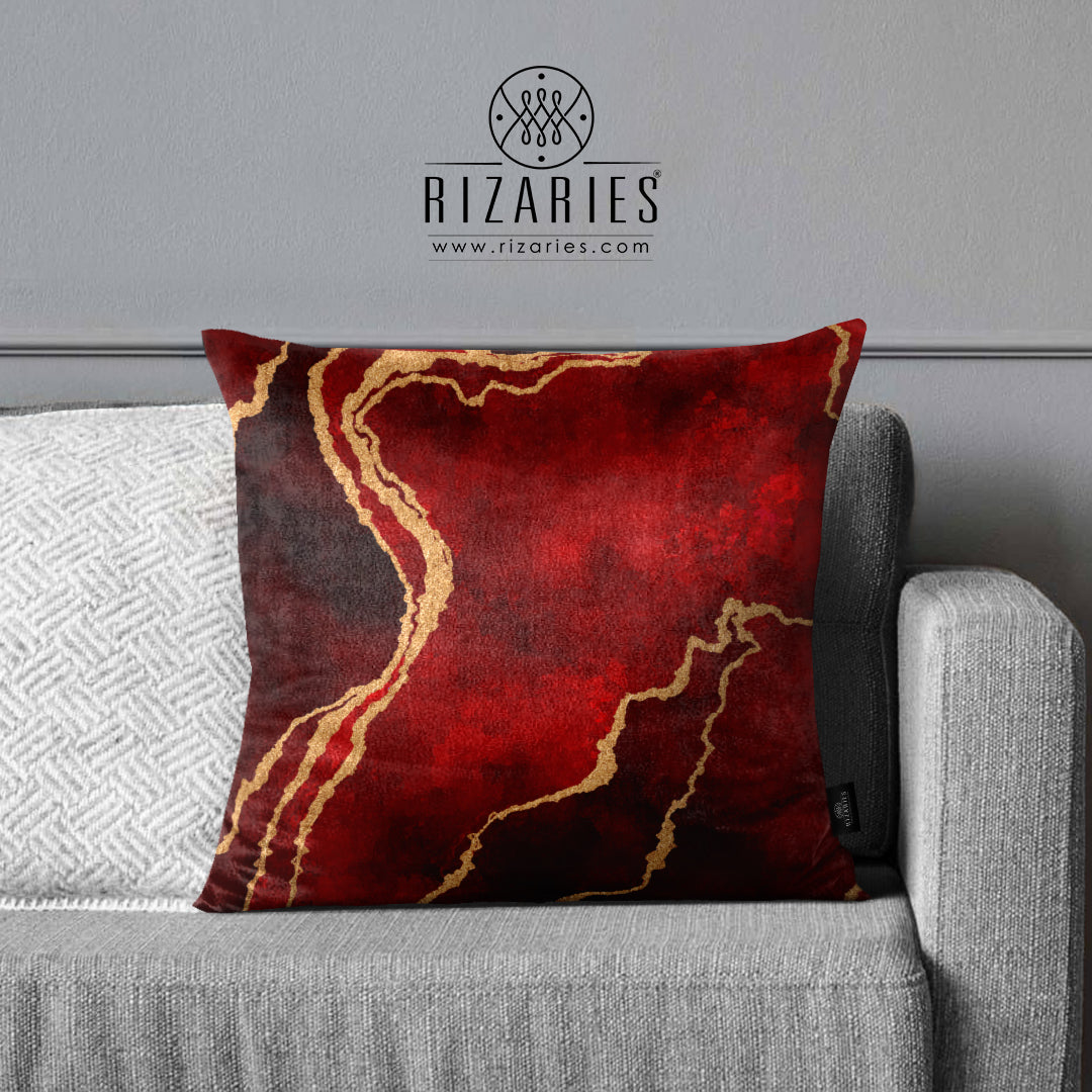 SuperSoft Maroon Gold Abstract Throw Pillow