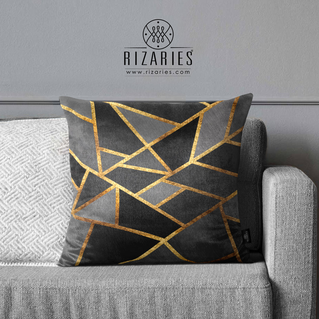 SuperSoft Grey Gold Stone Throw Cushion