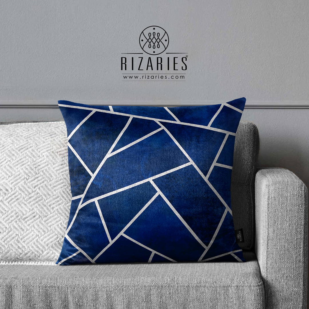 SuperSoft Navy Blue Silver Lines Throw Pillow