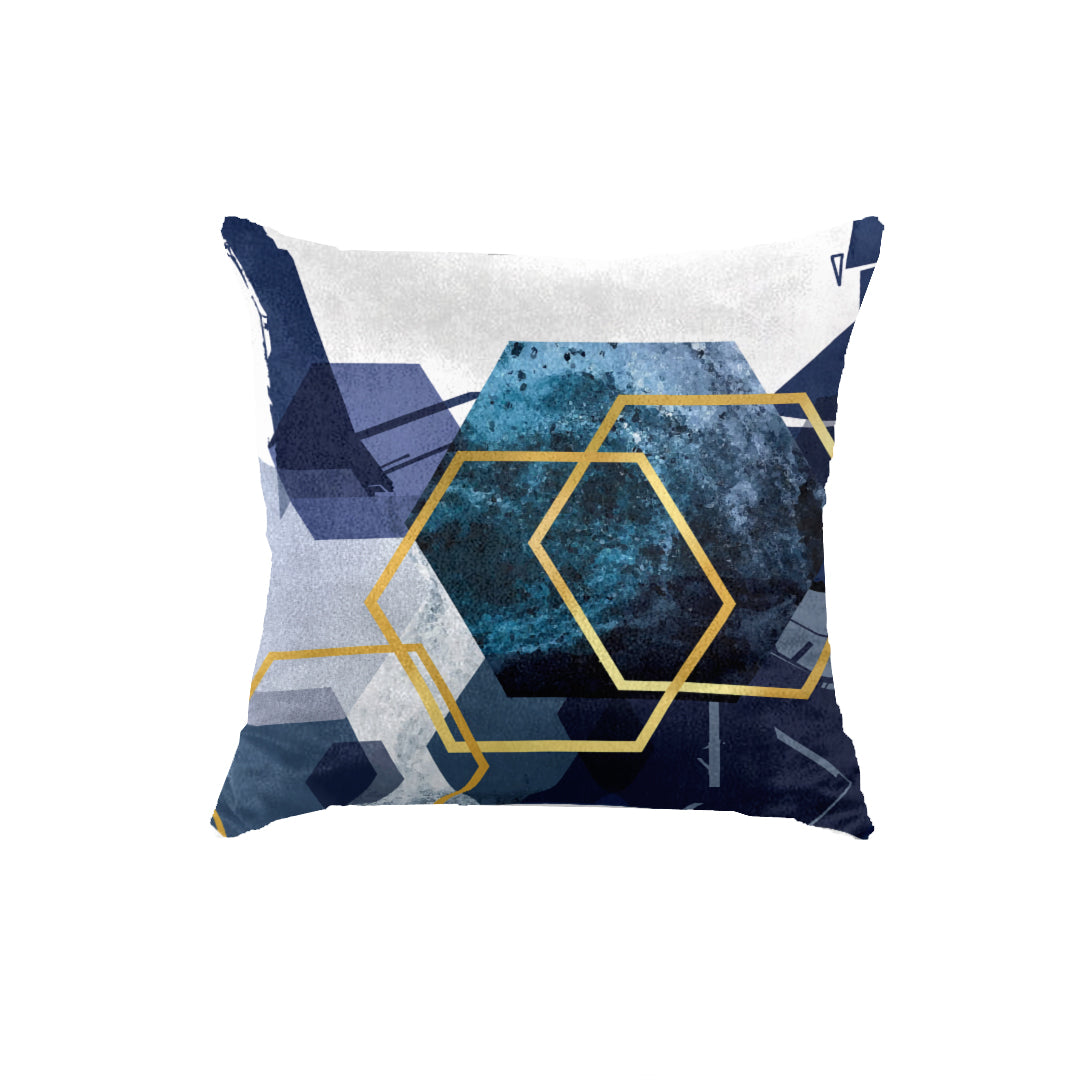 SuperSoft Navy & Gold Geometric Throw Pillow