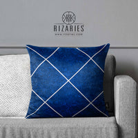 Thumbnail for SuperSoft Blue & Silver Diamond Throw Pillow