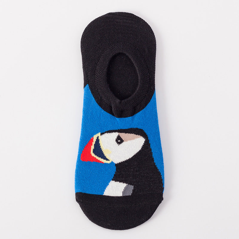Bird on Lite blue Low Cut Crazy Socks
